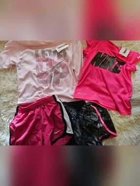 Nike Pink & Hot Pink Athletic Tops and Shorts Set 5T Nwt